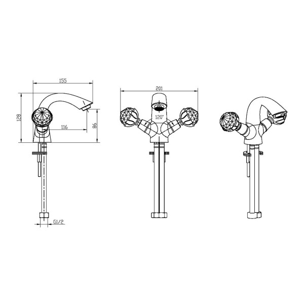 Смеситель для раковины Boheme Brilante Presente хром (351) Смеситель для раковины Boheme Brilante Presente хром (351)