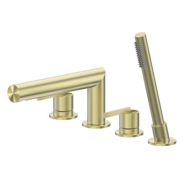 Смеситель на борт ванны Abber Perfekte 316 с лейкой, золото брашированное (AF8A13BG)