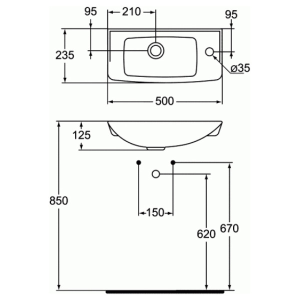 Раковина встраиваемая Vidima Сева Фреш/Стиль BOX 50 (W449461)