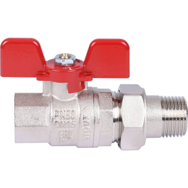 Кран 1" шаровый со сгоном Stout ГОСТ (красная бабочка, полнопроходной, EPDM) SVB-1007-200025 Кран 1" шаровый со сгоном Stout ГОСТ (красная бабочка, полнопроходной, EPDM) SVB-1007-200025