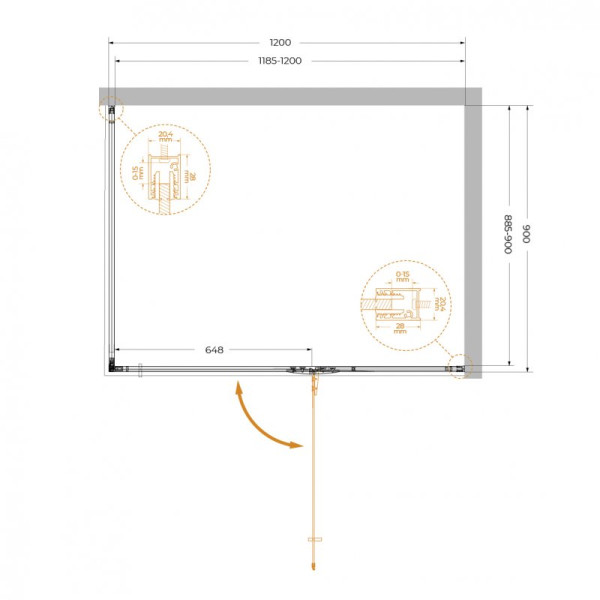Душевой уголок Cezares Liner 120x90 стекло прозрачное, профиль хром (LINER-AH-1-120/90-C-Cr-R)