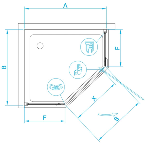 Душевой уголок RGW Hotel HO-081 70x70x195 стекло прозрачное, профиль хром (350608177-11)