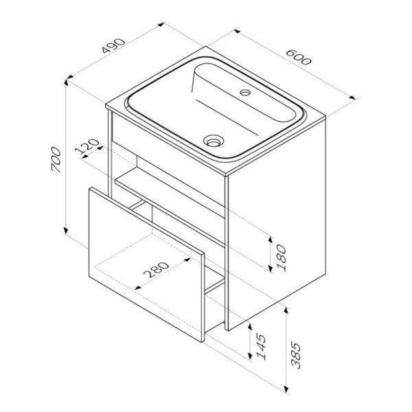 Тумба подвесная AM.PM Func 60x70 1 ящик (pull-out), дерево текстурир-ое (M8FFUX0601OF)