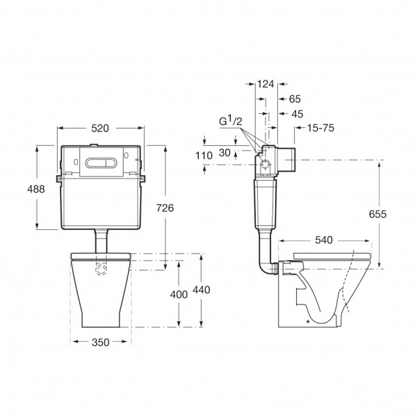 Инсталляция с унитазом Roca The Gap с сиденьем микролифт, с клавишей смыва хром глянцевый (7.8931.0.900.0)
