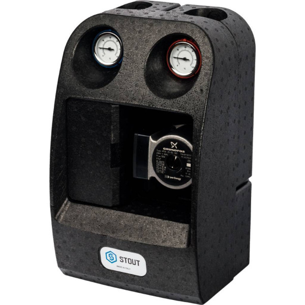 Насосная группа Stout 1" (с прямым контуром, с насосом Grundfos UPSO 25-65 в теплоизоляции) (SDG-0001-002502)