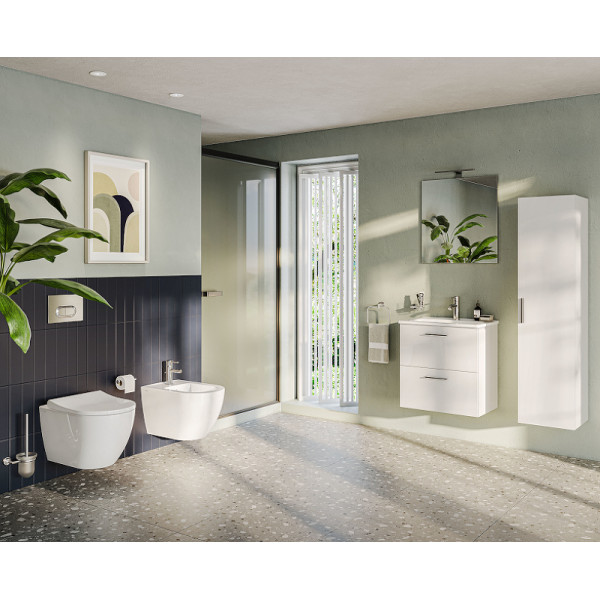 Комплект инсталляция с унитазом Vitra Mia Round с сиденьем микролифт и клавишей хром глянцевый (9873B003-7201)