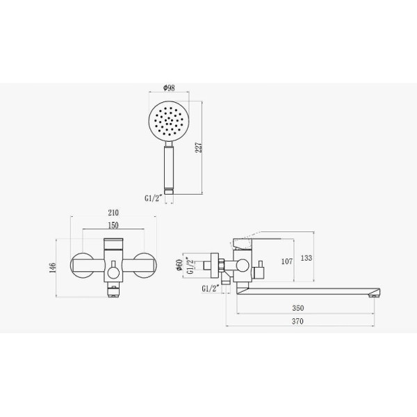 Смеситель для ванны и душа Dlin сатин (H147316)