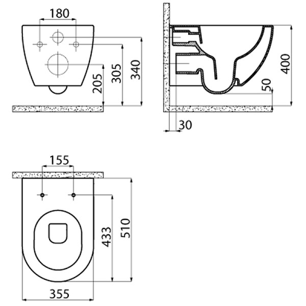 Унитаз подвесной Creavit Free 35,7x51x35 берри матовый (FE322-11BR00E-0000)