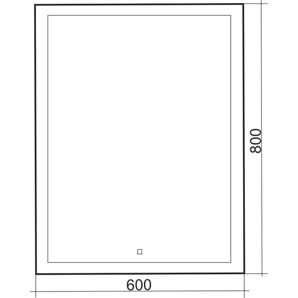 Зеркало Azario Гуверт-2 600х800 c подсветкой и диммером, сенсор выкл + подогрев (LED-00002258)