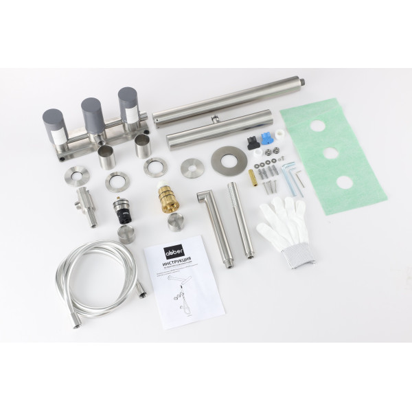 Душевая система Abber Perfekte 316 скрытого монтажа с изливом, сталь брашированная (AF8A50BST)