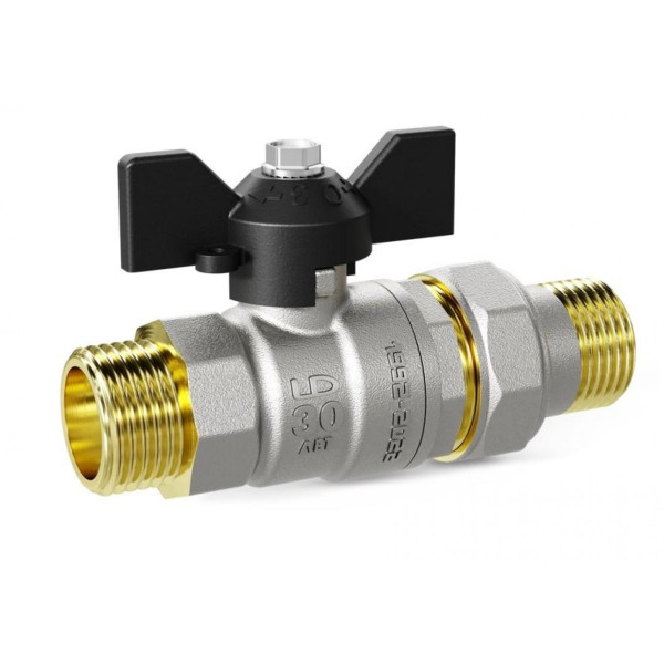 Кран 1/2" НН шаровый со сгоном LD Pride (чёрная бабочка) (LD 47.308.15)