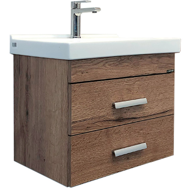 Тумба подвесная с раковиной Comforty Никосия 600x400x530 дуб темный (00-00008853)