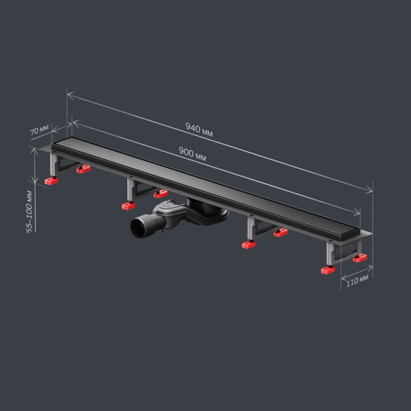 Душевой лоток AM.PM MasterFlow линейный универс затвор Tile 90 см черн мат (W01SC-U11-090-04BM) Душевой лоток AM.PM MasterFlow линейный универс затвор Tile 90 см черн мат (W01SC-U11-090-04BM)