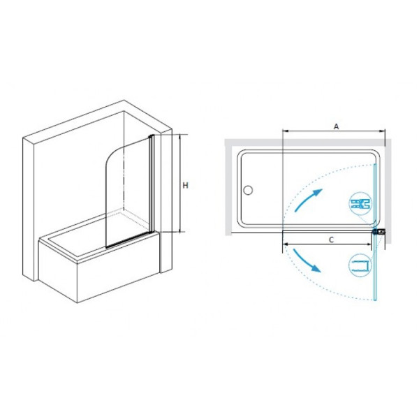 Душевая шторка на ванну RGW Screens SC-09B 80х150 профиль черный, стекло прозрачное 06110908-14