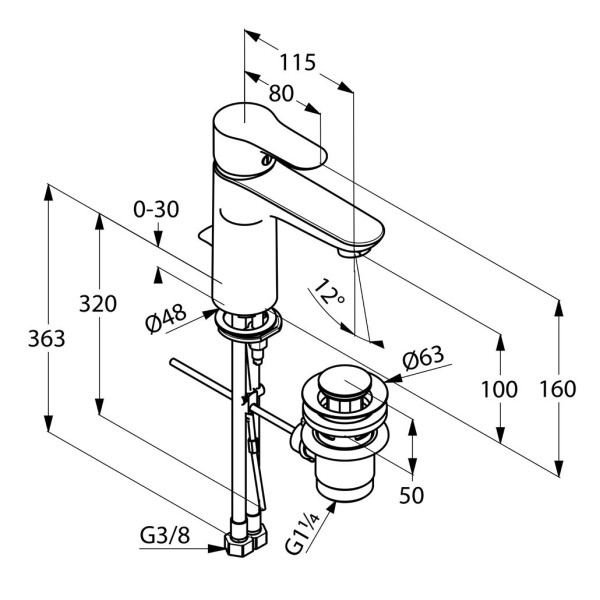 Смеситель для раковины Kludi Objekta (322600575)