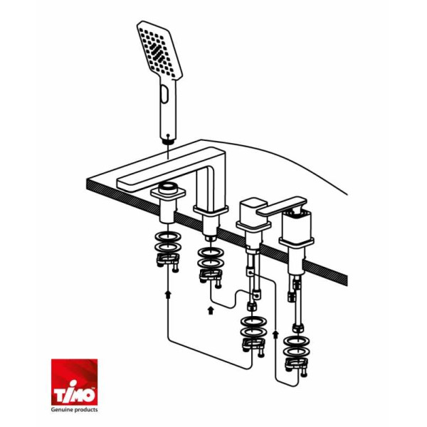 Смеситель на борт ванны Timo Torne черный, лейка душевая 3 режима, шланг для душа, держатель (4330/03Y)