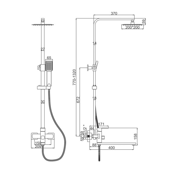 Душевая система Ledeme хром (L72433-1)
