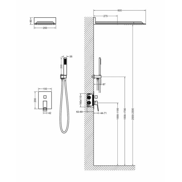 Душевая система Timo Briana черная внешняя часть внутреняя часть (SX-7139/03SM)