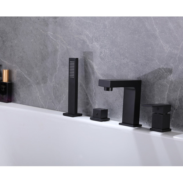 Смеситель на борт ванны для ванны и душа Abber Daheim черный (AF8213B)