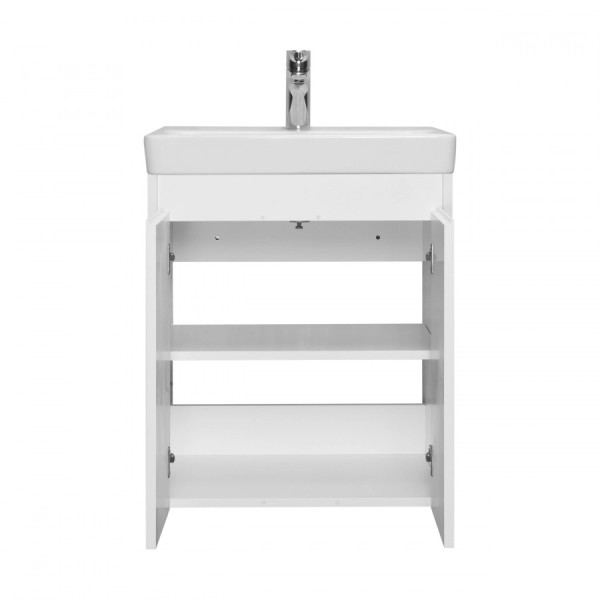 Тумба-умывальник Aquaton Сканди Doors 55 Белый глянец/Белый матовый/1WH501620 Умывальник Адриана 55 (1A2788K0SD010)