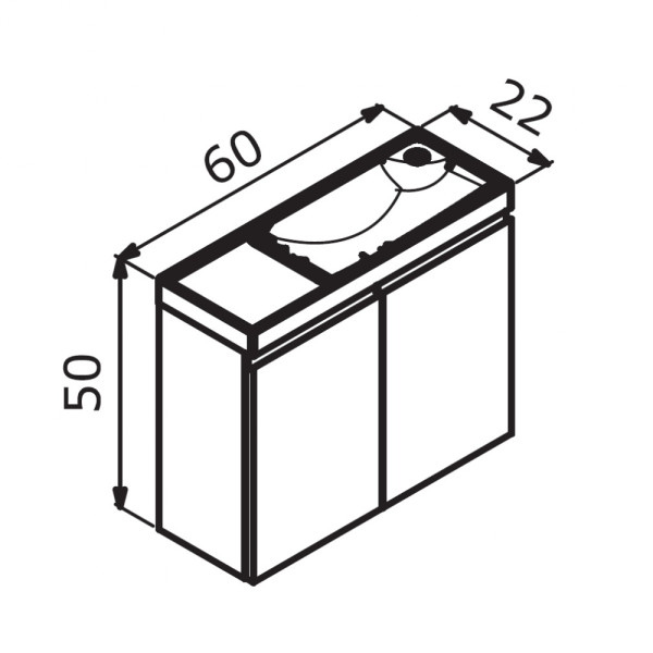 Тумба подвесная Orka Ferla 600x220x500 с раковиной синий матовый (5004323)