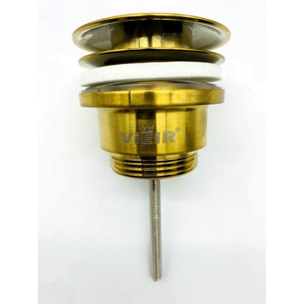 Донный клапан для раковины Vieir 1 1/4" (32 мм.), 67 мм. Quick Clac с переливом (латунь, золото) (VER26S) Донный клапан для раковины Vieir 1 1/4" (32 мм.), 67 мм. Quick Clac с переливом (латунь, золото) (VER26S)