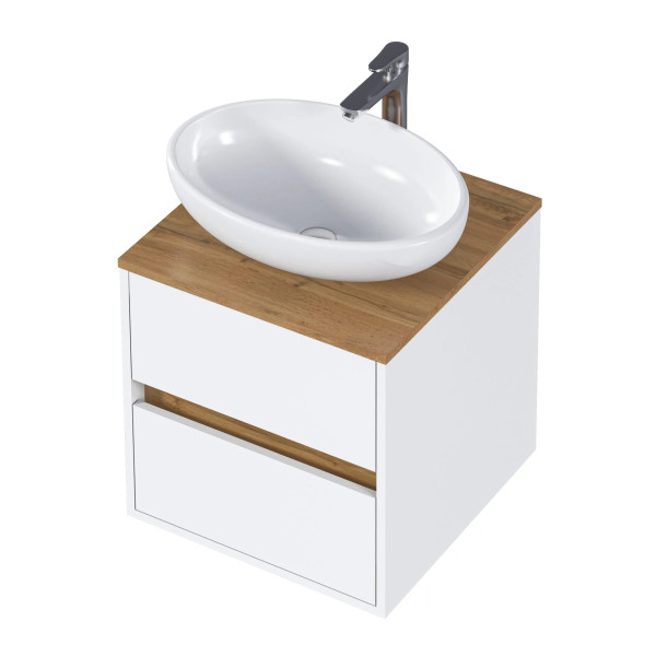 Тумба подвесная 1Marka Veil 500x500x500 белый/дуб ватан (Ц0000035551)