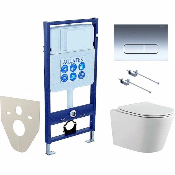 Комплект нсталляция c унитазом Aquatek Вега-1905-016 рама Standard INS-0000012 с клавишей KDI-0000016 и крепежом KKI-0000001+унитаз Вега AQ1905-00 с