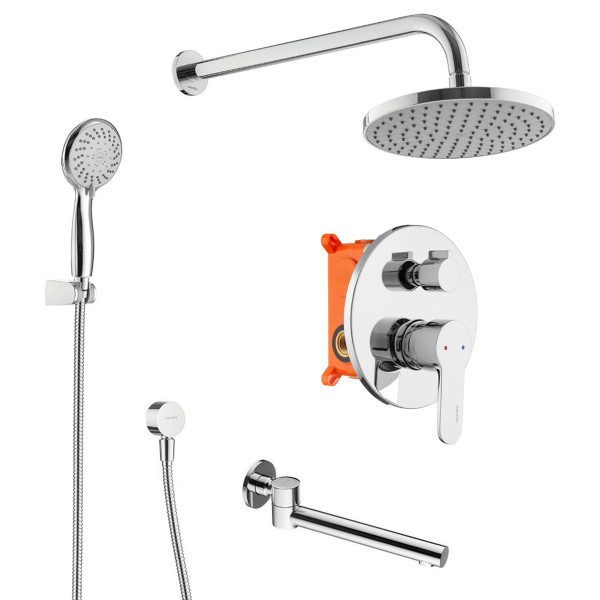 Система душевая Swedbe Platta встраиваемая на 3 выхода хром (5544)