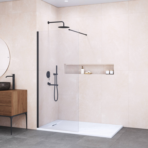 Душевое ограждение RGW Walk In 140x195 стекло прозрачное, профиль черный (351001014-14)