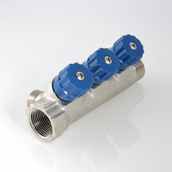 Коллектор 3 отв. регулируемый 1"*1/2"Н Valtec (никель, с комплектом ручек) (VTc.560.N.0603) Коллектор 3 отв. регулируемый 1"*1/2"Н Valtec (никель, с комплектом ручек) (VTc.560.N.0603)