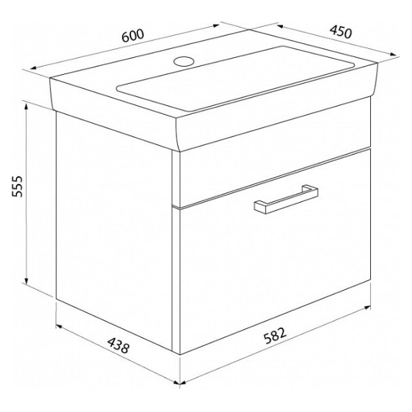 Тумба подвесная Iddis Mirro 60 с раковиной, белая (MIR60W0i95K)