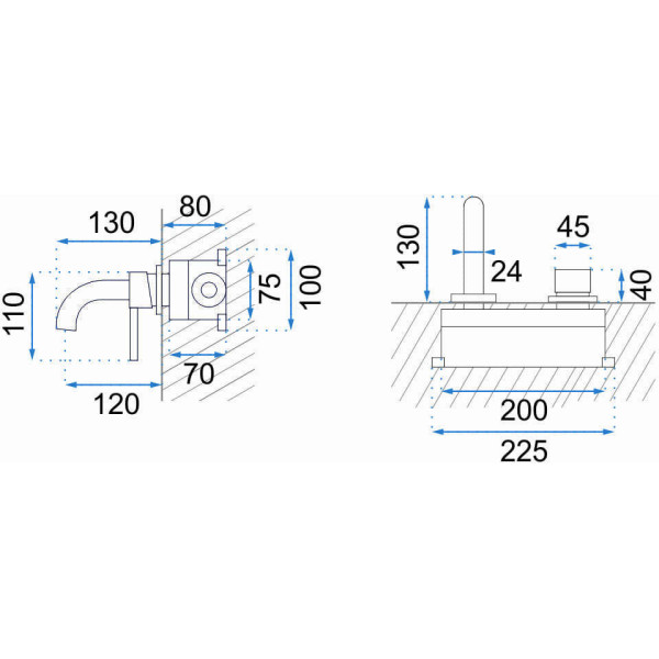 Смеситель для раковины скрытого монтажа REA Lungo chrom + box (REA-B0521) Смеситель для раковины скрытого монтажа REA Lungo chrom + box (REA-B0521)