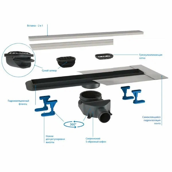 Душевой лоток BelBagno Luce 600 мм черный (BB-LD-Luce-60-NERO) Душевой лоток BelBagno Luce 600 мм черный (BB-LD-Luce-60-NERO)