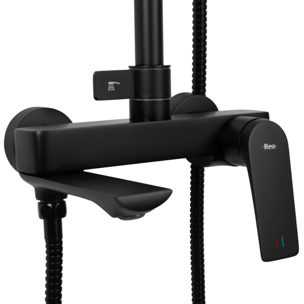 Душевая система с изливом Rea Avalon Black mat (REA-P8811)