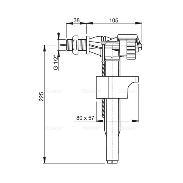 Клапан впускной AlcaPlast б/п 1/2" пластик (A15-1/2")