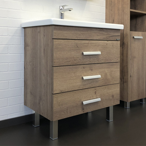 Тумба напольная Comforty Никосия 700x830x450 белый глянцевый с раковиной (00-00001506)