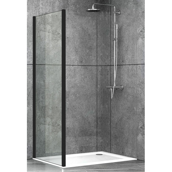 Душевое ограждение Abber Diamant 75x195 стекло прозрачное, профиль черный (S75B) Душевое ограждение Abber Diamant 75x195 стекло прозрачное, профиль черный (S75B)