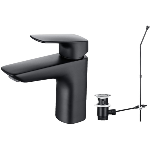 Смеситель для раковины Aquatek Вега черный матовый с донным клапаном (AQ1011MB) Смеситель для раковины Aquatek Вега черный матовый с донным клапаном (AQ1011MB)