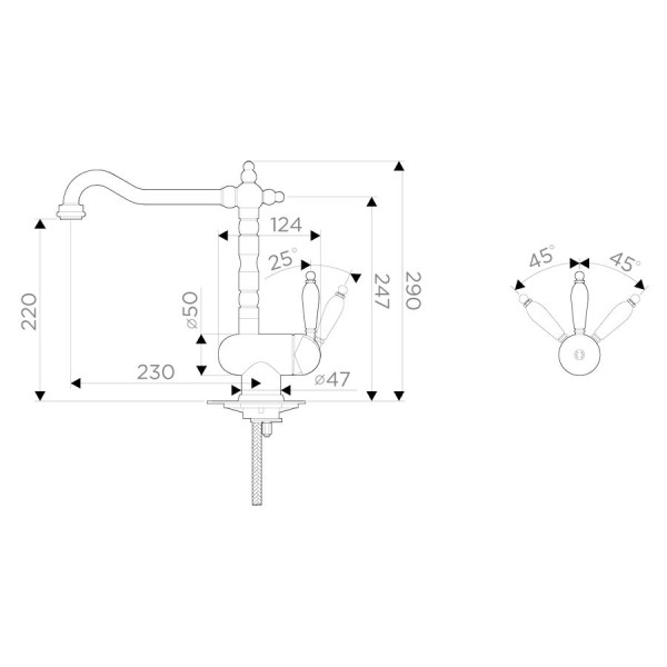 Смеситель для кухни Omoikiri Kyoto-SI античное серебро (4994297) Смеситель для кухни Omoikiri Kyoto-SI античное серебро (4994297)
