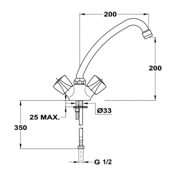 Смеситель для кухни Mofem Metal 115 KR С 200 (140-2002-17)