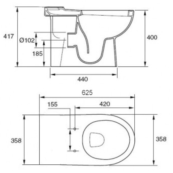 Унитаз напольный Jacob Delafon Panache 358х625х400 (E1370-00)