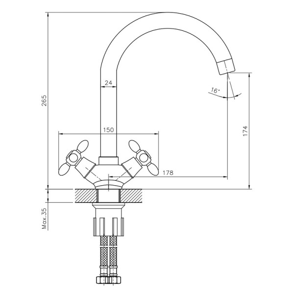 Смеситель для кухни Decoroom DR53 хром (DR53028)