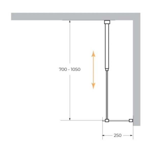 Душевая перегородка Cezares Liberta 25x195 стекло серый, профиль черный (LIBERTA-L-1-25-GR-NERO)