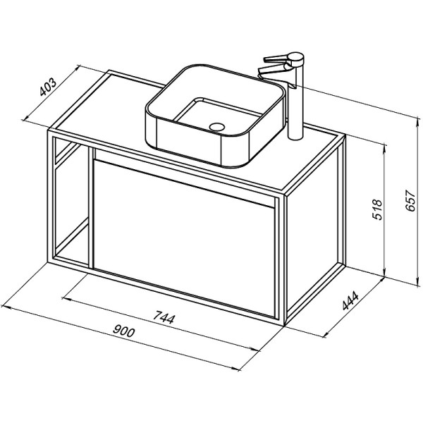 Тумба подвесная Aquanet Nova Lite Loft 90 R дуб рошелье (00261655)