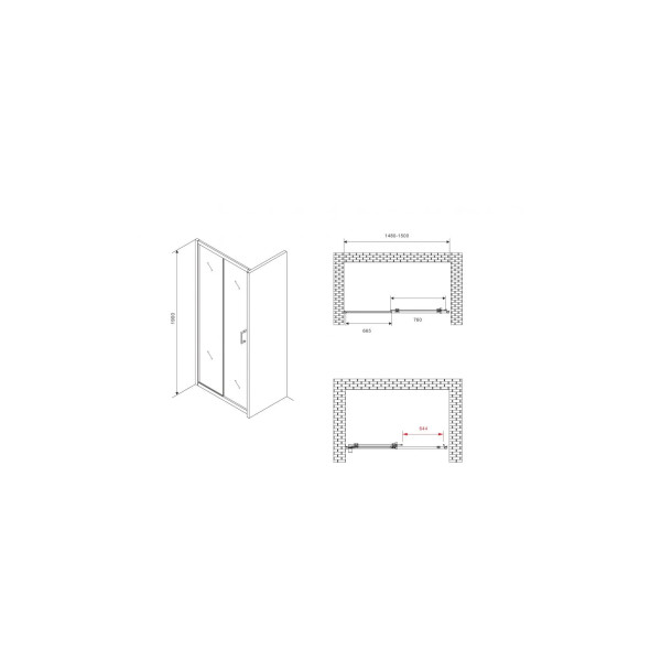 Душевая дверь Abber Diamant 150x190 стекло прозрачное, профиль хром (AG301505)
