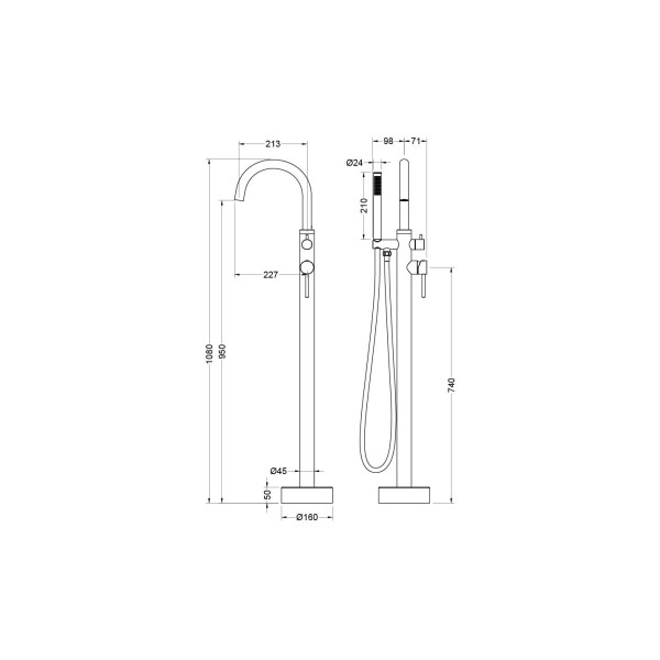 Смеситель напольный Aquatek Европа оружейная сталь (AQ1345BGM)