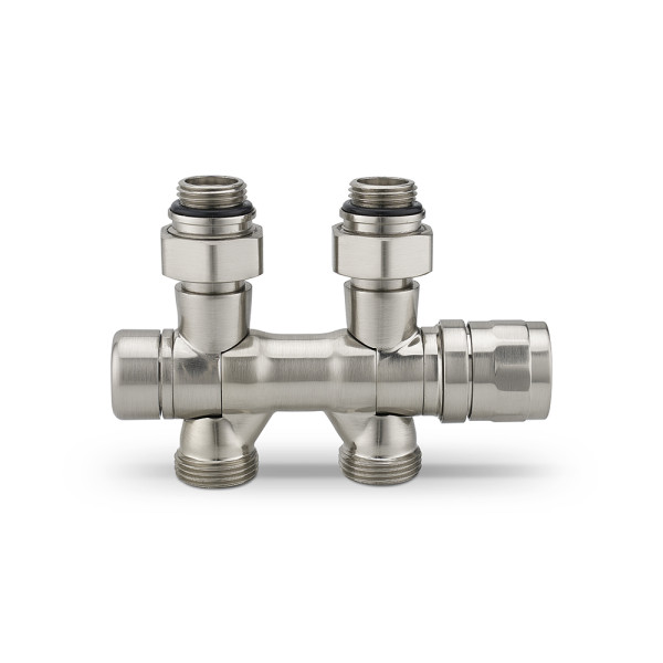 Фитинг двойной термостатический 1/2"х3/4"(18)ЕК универсальный Varmega VMDV25 (матовый никель) (VMDV25-500415)