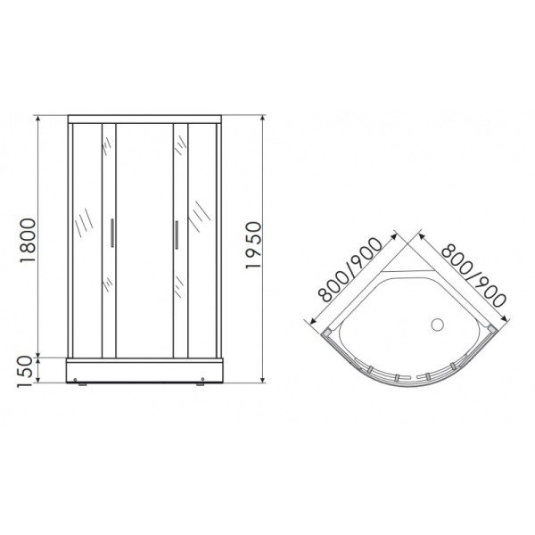 Душевой уголок Erlit 80х80 с поддоном, стекло тонированное, профиль хром, без крыши (ER0508-C4)