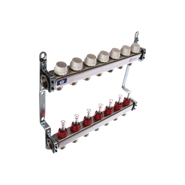 Коллекторная группа 7 отводов 1"x3/4"(18)EK с расходомерами Stout (нерж.сталь) (SMS-0917-000007) Коллекторная группа 7 отводов 1"x3/4"(18)EK с расходомерами Stout (нерж.сталь) (SMS-0917-000007)